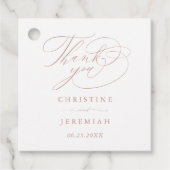 Elegant White Rose Gold Script Weddenschap Bedankt Bedankjes Labels (Voorkant)