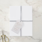Elegant White Rose Gold Script Weddenschap Bedankt Cadeaulabel (Met Touw)