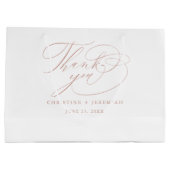 Elegant White Rose Gold Script Weddenschap Bedankt Groot Cadeauzakje (Achterkant)