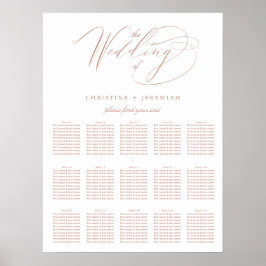Elegant White Rose Gold Script Wedding Seding Sedi Poster