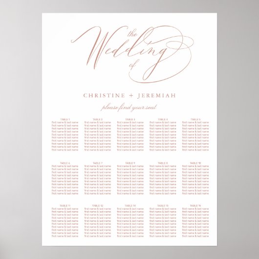 Elegant White Rose Gold Script Wedding Seding Sedi Poster (Voorkant)