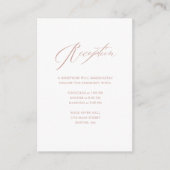 Elegant White Rose Gold Script Weduwen Reception Informatiekaartje (Voorkant)