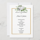 Elegant White Rose GOLD TRIM WEDDING Kaart (Voorkant)