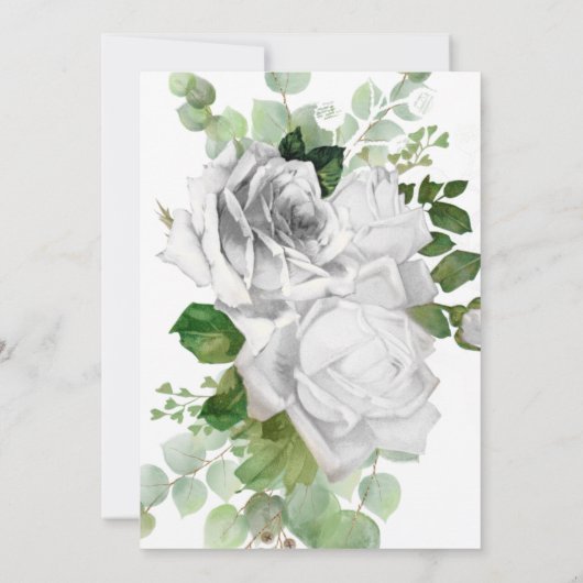 Elegant White Rose GOLD TRIM WEDDING Kaart (Achterkant)