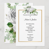 Elegant White Rose GOLD TRIM WEDDING Kaart (Voorkant / Achterkant)