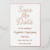 Elegant White Rose Gold Wedding Save the Date Folie Uitnodiging (Voorkant)