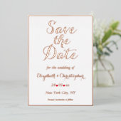 Elegant White Rose Gold Wedding Save the Date Folie Uitnodiging (Staand Voorkant)