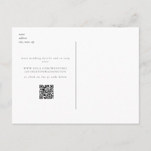 Elegant White Rose Greenery Simple Save the Date Briefkaart (Achterkant)