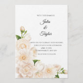 Elegant White Rose Invitation Kaart (Voorkant)