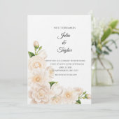 Elegant White Rose Invitation Kaart (Staand voorkant)