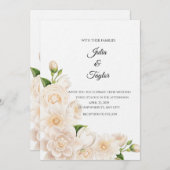 Elegant White Rose Invitation Kaart (Voorkant / Achterkant)