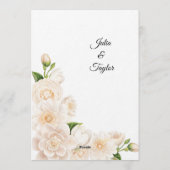 Elegant White Rose Invitation Kaart (Achterkant)