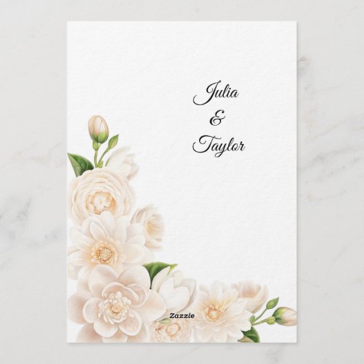 Elegant White Rose Invitation Kaart (Achterkant)