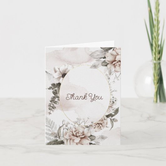 Elegant White Rose Magnolia Waterverf Floral Bedankkaart (Voorkant)