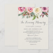 Elegant White Rose Memorial Notice Service Kaart (Voorkant / Achterkant)