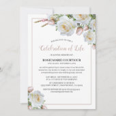 Elegant White Rose Memorial | Viering van het leve Kaart (Voorkant)