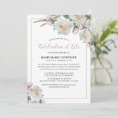 Elegant White Rose Memorial | Viering van het leve Kaart (Staand voorkant)