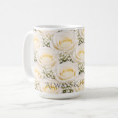 Elegant White Rose Personalized Name Mug Koffiemok (Voorkant links)