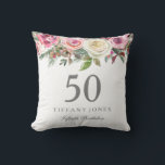 Elegant White Rose Pink Floral 50th Birthday Kussen<br><div class="desc">Elegant White Rose roze Floral 50th Birthday Thow Pillow Zie bijbehorend collectie hieronder</div>