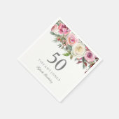 Elegant White Rose Pink Floral 50th Birthday Servetten (Hoek)