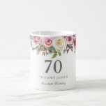 Elegant White Rose Pink Floral 70th Birthday Koffiemok<br><div class="desc">Elegant White Rose Pink Floral 70th Birthday cup</div>