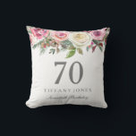 Elegant White Rose Pink Floral 70th Birthday Kussen<br><div class="desc">Elegant White Rose Pink Floral 70th Birthday Thow Pillow Zie bijbehorend collectie hieronder</div>