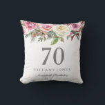 Elegant White Rose Pink Floral 70th Birthday Kussen<br><div class="desc">Elegant White Rose Pink Floral 70th Birthday Thow Pillow Zie bijbehorend collectie hieronder</div>