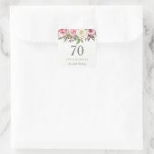 Elegant White Rose Pink Floral 70th Birthday Vierkante Sticker (Tas)