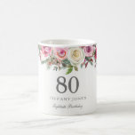 Elegant White Rose Pink Floral 80th Birthday Koffiemok<br><div class="desc">Elegant White Rose Pink Floral 80th Birthday cup</div>