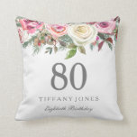 Elegant White Rose Pink Floral 80th Birthday Kussen<br><div class="desc">Elegant White Rose Pink Floral 80th Birthday Thow Pillow Zie bijbehorend collectie hieronder</div>