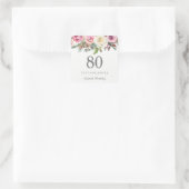 Elegant White Rose Pink Floral 80th Birthday Vierkante Sticker (Tas)