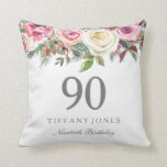 Elegant White Rose Pink Floral 90th Birthday Kussen<br><div class="desc">Elegant White Rose roze Floral 90th Birthday Thow Pillow Zie bijbehorend collectie hieronder</div>