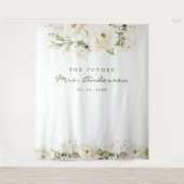 Elegant White Rose Vrijgezellenfeest Foto achtergr Wandkleed (Voorkant)