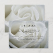 Elegant White Rose Wedding Guest Details Informatiekaartje (Voorkant / Achterkant)