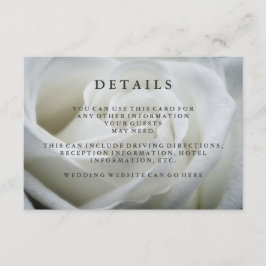 Elegant White Rose Wedding Guest Details Informatiekaartje