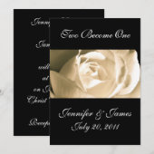 Elegant White Rose Wedding Invitation Kaart (Voorkant / Achterkant)