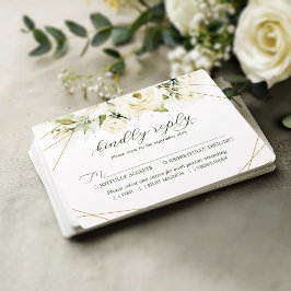 Elegant White Rose Wedding RSVP-kaart RSVP Kaartje