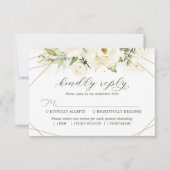 Elegant White Rose Wedding RSVP-kaart RSVP Kaartje (Voorkant)