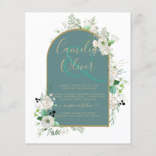 Elegant White Roses All-in-1 Wedding nodigt RSVP u Flyer
