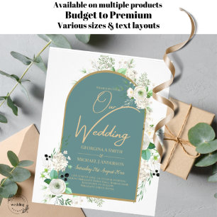 Elegant White Roses All-in-1 Wedding nodigt RSVP u Flyer