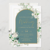 Elegant White Roses All-in-1 Wedding nodigt RSVP u Kaart (Voorkant / Achterkant)