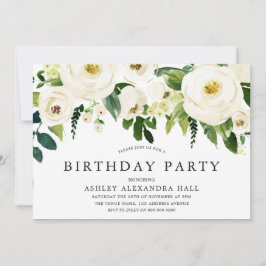 Elegant White Roses alle jaren van de verjaardag Kaart