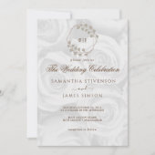Elegant White ROses Background Wedding Kaart (Voorkant)