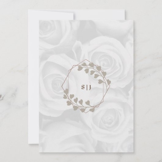 Elegant White ROses Background Wedding Kaart (Achterkant)