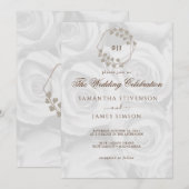 Elegant White ROses Background Wedding Kaart (Voorkant / Achterkant)