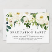 Elegant White Roses Beauful Graduation Party Kaart (Voorkant)