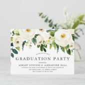 Elegant White Roses Beauful Graduation Party Kaart (Staand voorkant)