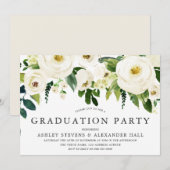 Elegant White Roses Beauful Graduation Party Kaart (Voorkant / Achterkant)