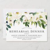 Elegant White Roses Beauful Rehearsal Dinner Kaart (Voorkant)
