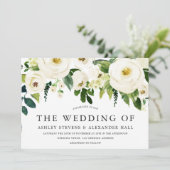 Elegant White Roses Beauful Wedding Kaart (Staand voorkant)